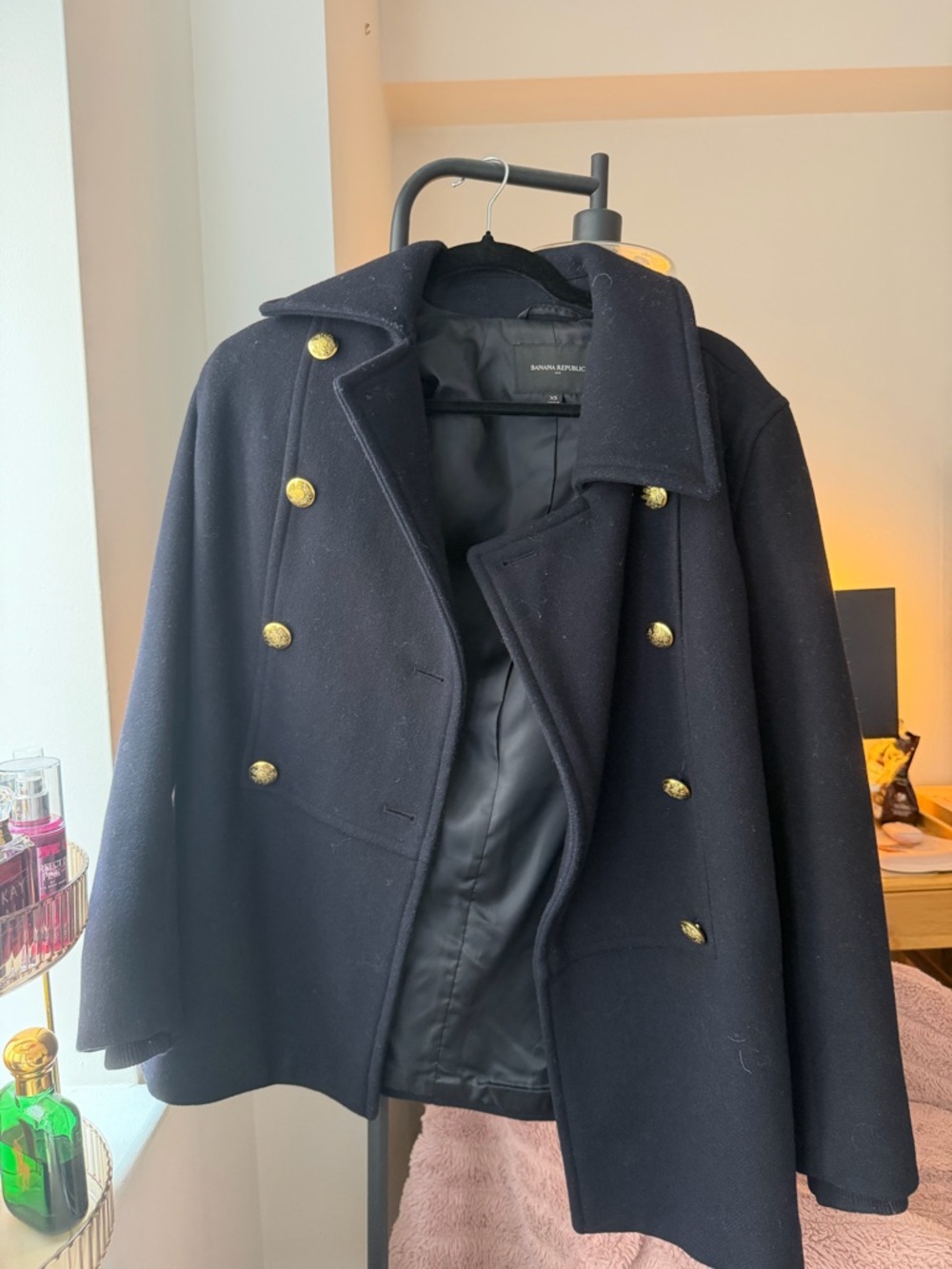 Banana Republic Black Wool Blend Pea Coat - Picture 2 of 2